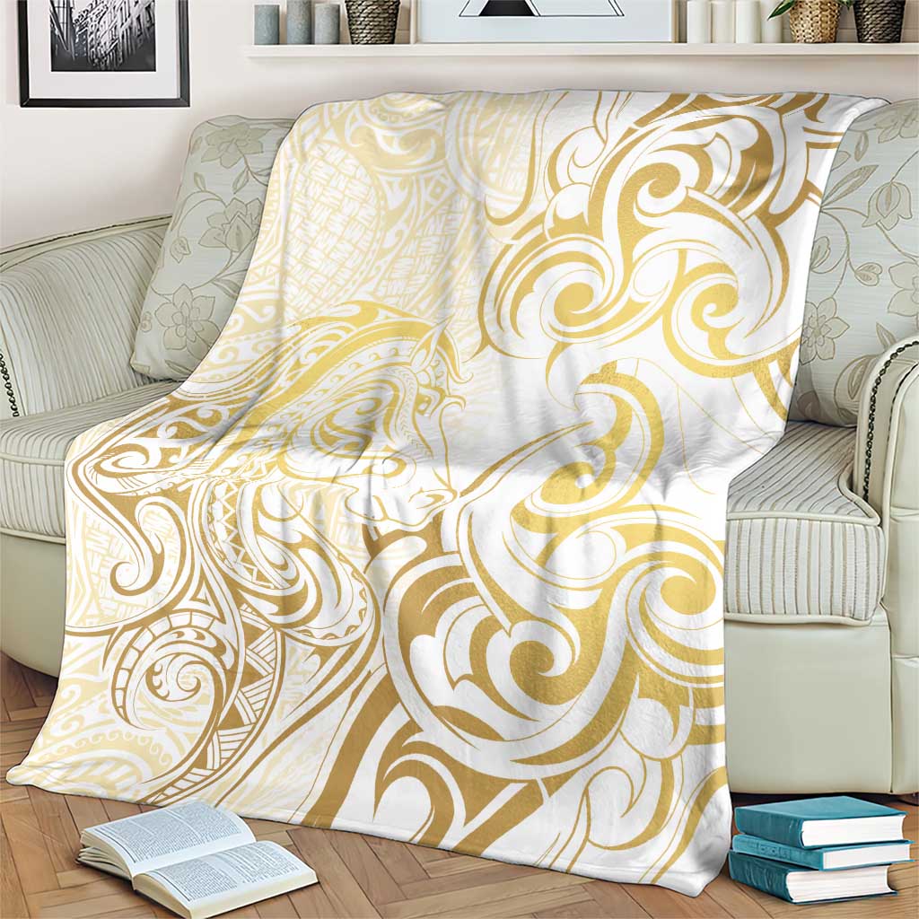 Gold And White Aotearoa Horse Racing Blanket NZ Maori Pattern LT14 - Polynesian Pride