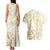 Gold And White Aoteara Horse Racing Couples Matching Tank Maxi Dress and Hawaiian Shirt NZ Maori Pattern