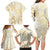 Gold And White Aoteara Horse Racing Family Matching Long Sleeve Bodycon Dress and Hawaiian Shirt NZ Maori Pattern