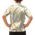 Gold And White Aoteara Horse Racing Family Matching Off Shoulder Short Dress and Hawaiian Shirt NZ Maori Pattern