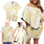 Gold And White Aoteara Horse Racing Family Matching Off Shoulder Short Dress and Hawaiian Shirt NZ Maori Pattern