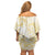 Gold And White Aoteara Horse Racing Family Matching Off Shoulder Short Dress and Hawaiian Shirt NZ Maori Pattern