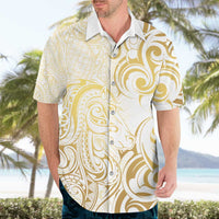 Gold And White Aotearoa Horse Racing Hawaiian Shirt NZ Maori Pattern LT14 - Polynesian Pride