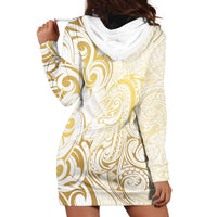 Gold And White Aotearoa Horse Racing Hoodie Dress NZ Maori Pattern LT14 - Polynesian Pride