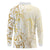 Gold And White Aoteara Horse Racing Long Sleeve Polo Shirt NZ Maori Pattern
