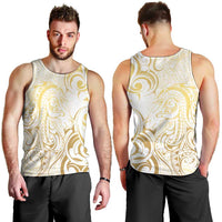 Gold And White Aotearoa Horse Racing Men Tank Top NZ Maori Pattern LT14 - Polynesian Pride