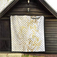 Gold And White Aoteara Horse Racing Quilt NZ Maori Pattern