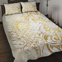 Gold And White Aotearoa Horse Racing Quilt Bed Set NZ Maori Pattern LT14 White - Polynesian Pride