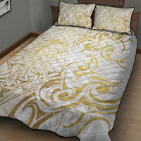 Gold And White Aotearoa Horse Racing Quilt Bed Set NZ Maori Pattern LT14 - Polynesian Pride
