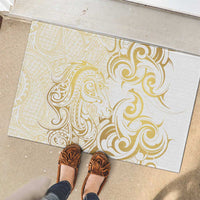 Gold And White Aotearoa Horse Racing Rubber Doormat NZ Maori Pattern LT14 - Polynesian Pride