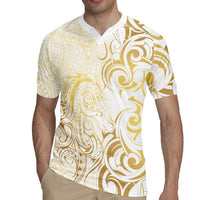 Gold And White Aotearoa Horse Racing Rugby Jersey NZ Maori Pattern LT14 - Polynesian Pride