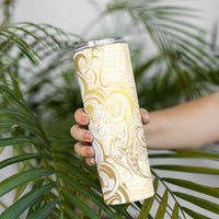 Gold And White Aoteara Horse Racing Skinny Tumbler NZ Maori Pattern