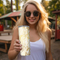 Gold And White Aoteara Horse Racing Skinny Tumbler NZ Maori Pattern