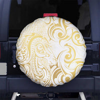 Gold And White Aotearoa Horse Racing Spare Tire Cover NZ Maori Pattern LT14 - Polynesian Pride