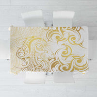 Gold And White Aotearoa Horse Racing Tablecloth NZ Maori Pattern LT14 White - Polynesian Pride