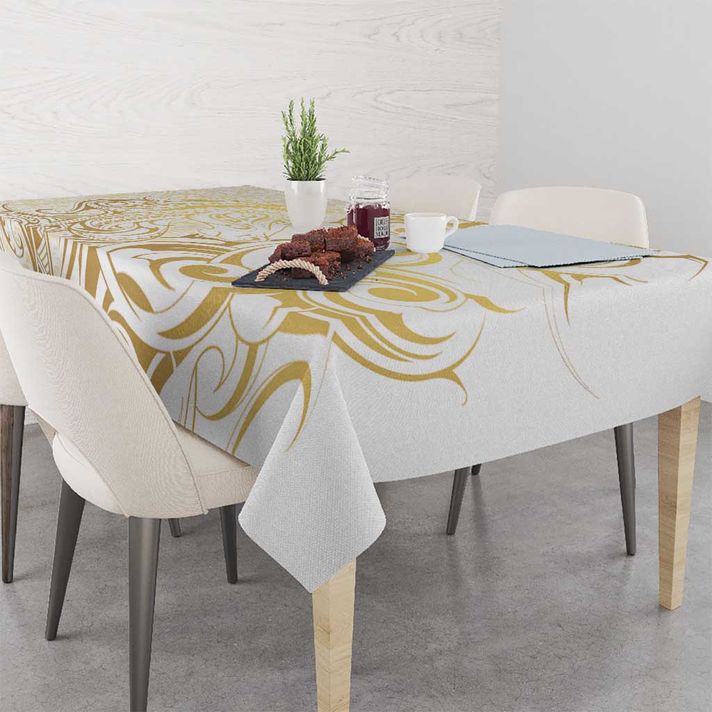 Gold And White Aotearoa Horse Racing Tablecloth NZ Maori Pattern LT14 - Polynesian Pride