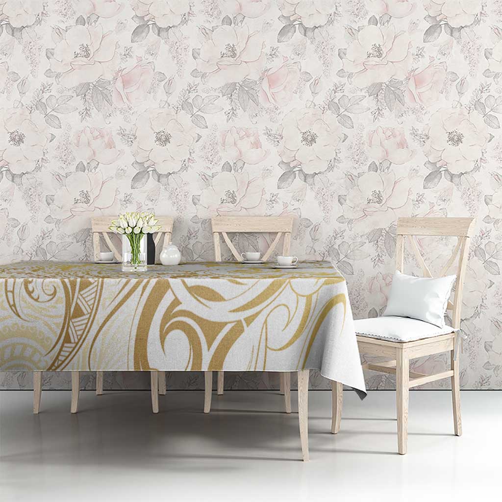 Gold And White Aotearoa Horse Racing Tablecloth NZ Maori Pattern LT14 - Polynesian Pride