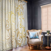 Gold And White Aotearoa Horse Racing Window Curtain NZ Maori Pattern LT14 - Polynesian Pride