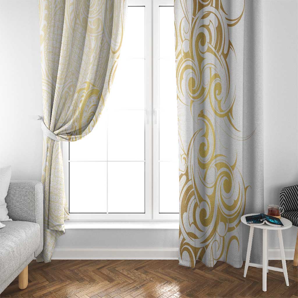 Gold And White Aotearoa Horse Racing Window Curtain NZ Maori Pattern LT14 - Polynesian Pride