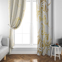 Gold And White Aotearoa Horse Racing Window Curtain NZ Maori Pattern LT14 - Polynesian Pride