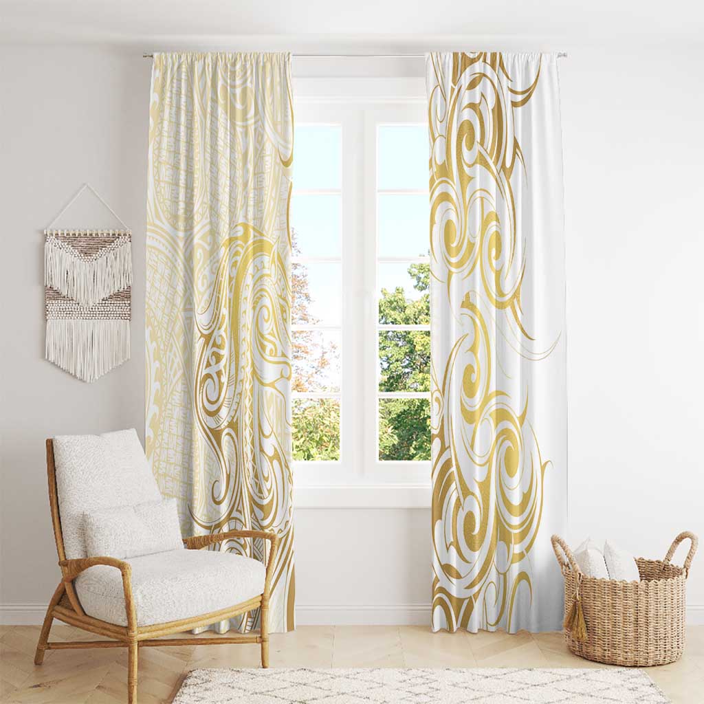 Gold And White Aotearoa Horse Racing Window Curtain NZ Maori Pattern LT14 - Polynesian Pride