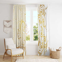 Gold And White Aotearoa Horse Racing Window Curtain NZ Maori Pattern LT14 - Polynesian Pride