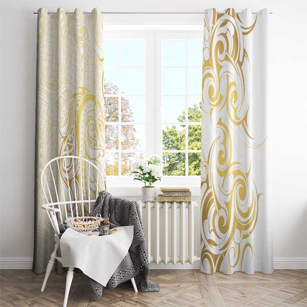 Gold And White Aotearoa Horse Racing Window Curtain NZ Maori Pattern LT14 - Polynesian Pride