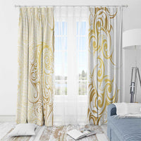 Gold And White Aotearoa Horse Racing Window Curtain NZ Maori Pattern LT14 - Polynesian Pride