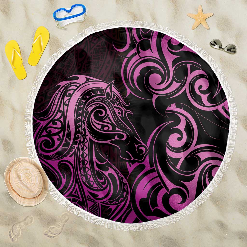Pink Aotearoa Horse Racing Beach Blanket NZ Maori Pattern LT14 One Size 150cm Pink - Polynesian Pride
