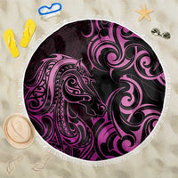 Pink Aotearoa Horse Racing Beach Blanket NZ Maori Pattern LT14 One Size 150cm Pink - Polynesian Pride