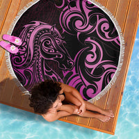 Pink Aotearoa Horse Racing Beach Blanket NZ Maori Pattern LT14 - Polynesian Pride