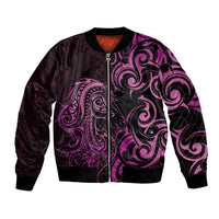 Pink Aotearoa Horse Racing Bomber Jacket NZ Maori Pattern LT14 Unisex Pink - Polynesian Pride