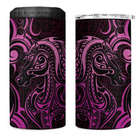 Pink Aoteara Horse Racing 4 in 1 Can Cooler Tumbler NZ Maori Pattern