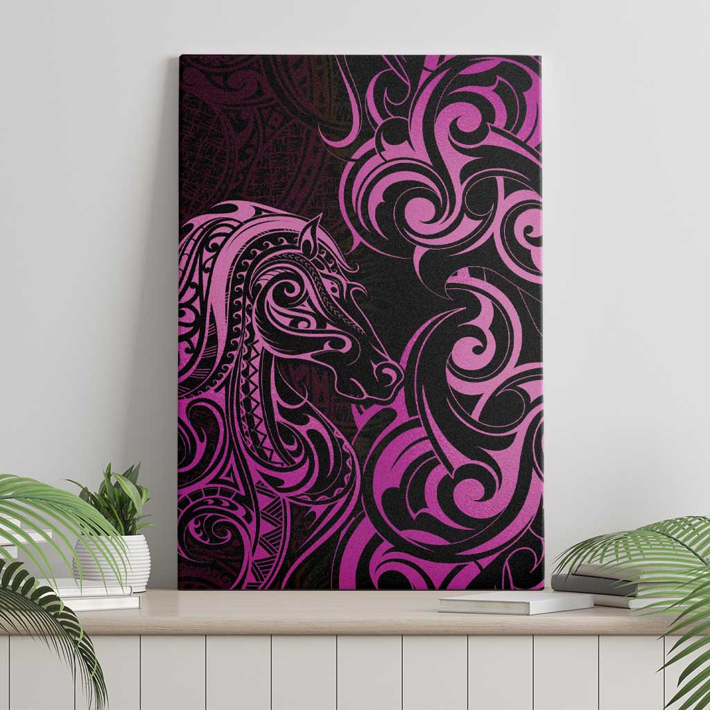 Pink Aotearoa Horse Racing Canvas Wall Art NZ Maori Pattern LT14 - Polynesian Pride