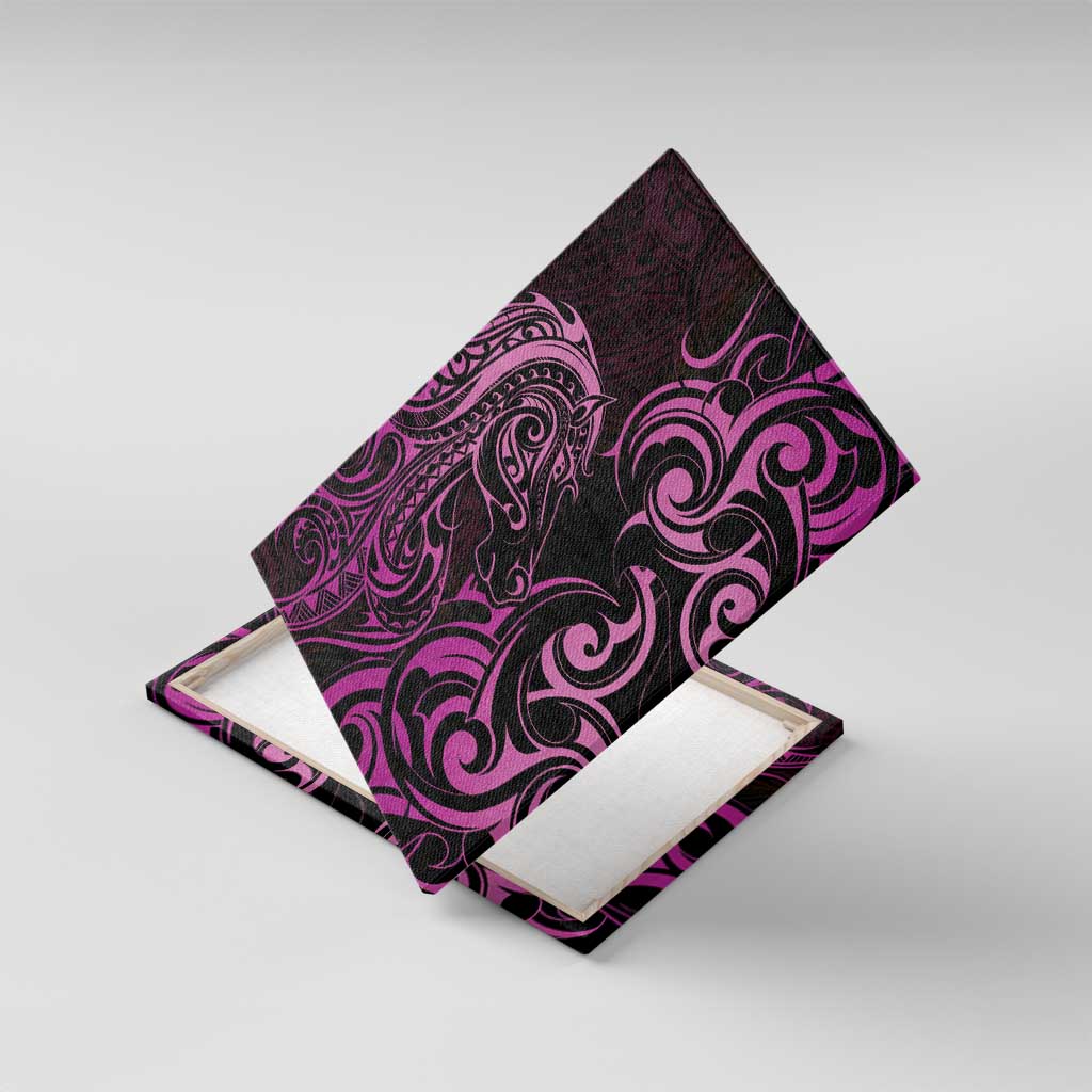 Pink Aotearoa Horse Racing Canvas Wall Art NZ Maori Pattern LT14 With Frame Pink - Polynesian Pride