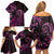 Pink Aoteara Horse Racing Family Matching Off Shoulder Short Dress and Hawaiian Shirt NZ Maori Pattern