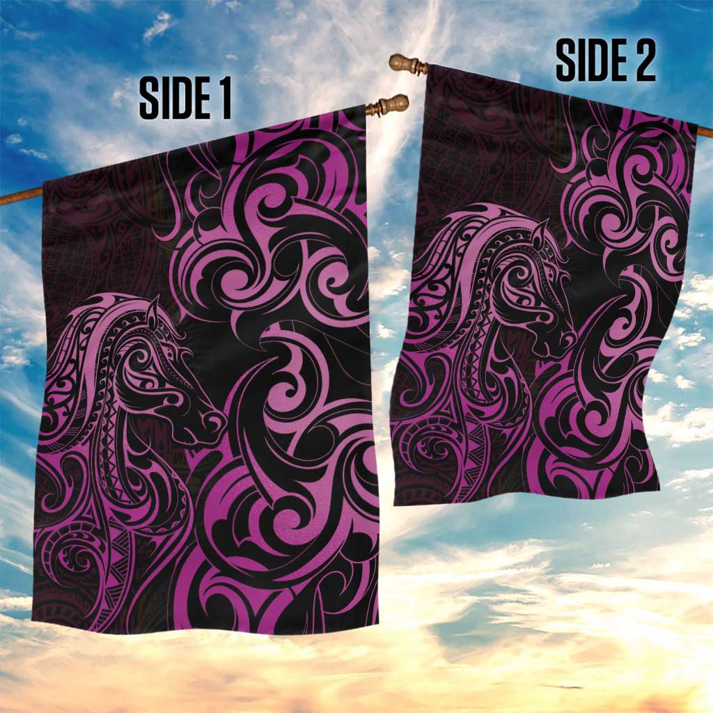 Pink Aotearoa Horse Racing Garden Flag NZ Maori Pattern LT14 - Polynesian Pride