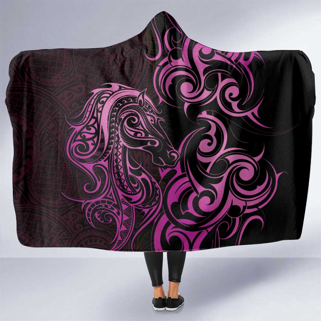Pink Aotearoa Horse Racing Hooded Blanket NZ Maori Pattern LT14 One Size Pink - Polynesian Pride