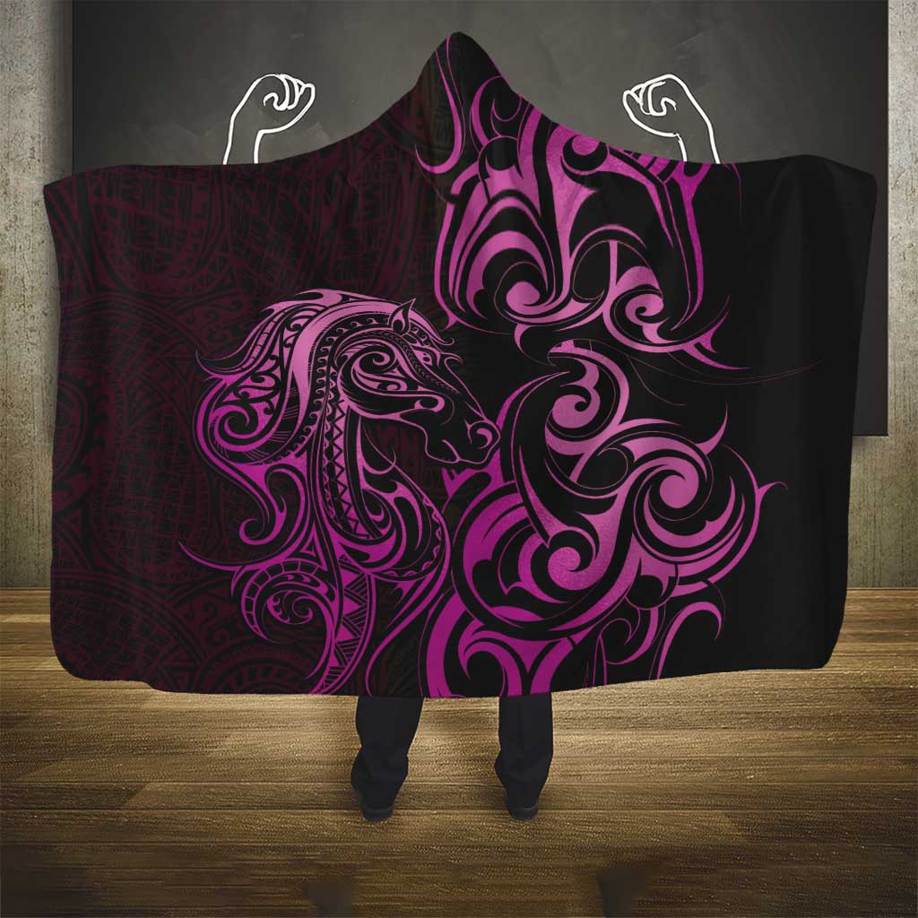 Pink Aotearoa Horse Racing Hooded Blanket NZ Maori Pattern LT14 - Polynesian Pride