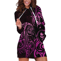 Pink Aotearoa Horse Racing Hoodie Dress NZ Maori Pattern LT14 Pink - Polynesian Pride
