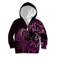 Pink Aoteara Horse Racing Kid Hoodie NZ Maori Pattern