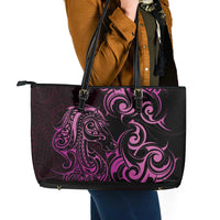 Pink Aotearoa Horse Racing Leather Tote Bag NZ Maori Pattern LT14 - Polynesian Pride