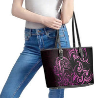 Pink Aotearoa Horse Racing Leather Tote Bag NZ Maori Pattern LT14 - Polynesian Pride