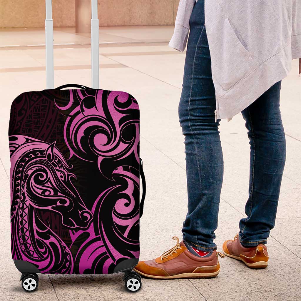 Pink Aoteara Horse Racing Luggage Cover NZ Maori Pattern