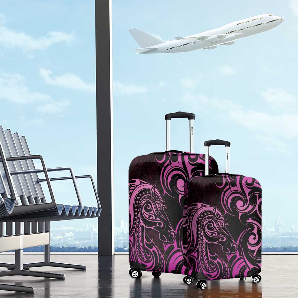 Pink Aoteara Horse Racing Luggage Cover NZ Maori Pattern