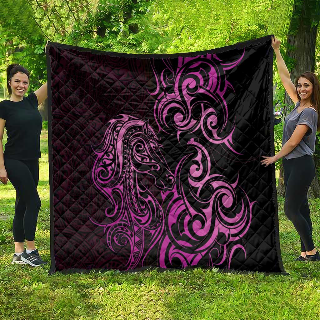 Pink Aoteara Horse Racing Quilt NZ Maori Pattern