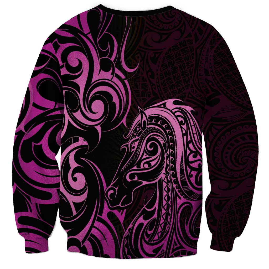 Pink Aotearoa Horse Racing Sweatshirt NZ Maori Pattern LT14 - Polynesian Pride