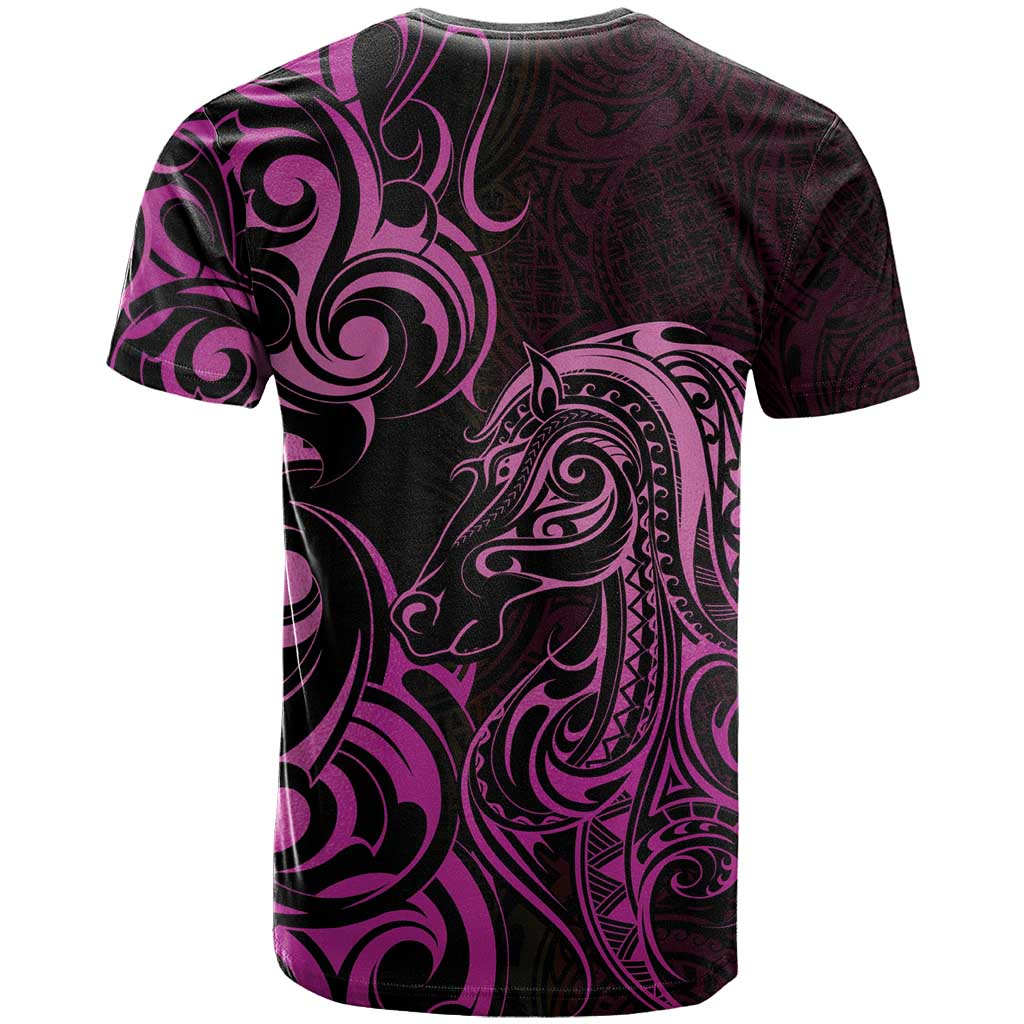 Pink Aotearoa Horse Racing T Shirt NZ Maori Pattern LT14 - Polynesian Pride
