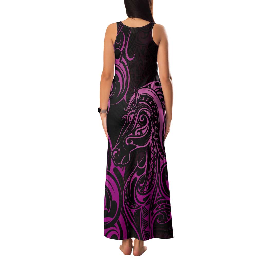 Pink Aotearoa Horse Racing Tank Maxi Dress NZ Maori Pattern LT14 - Polynesian Pride