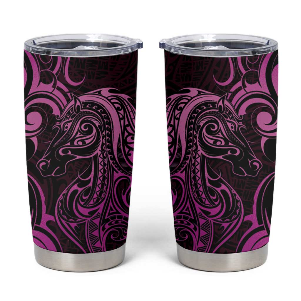Pink Aotearoa Horse Racing Tumbler Cup NZ Maori Pattern LT14 Pink - Polynesian Pride